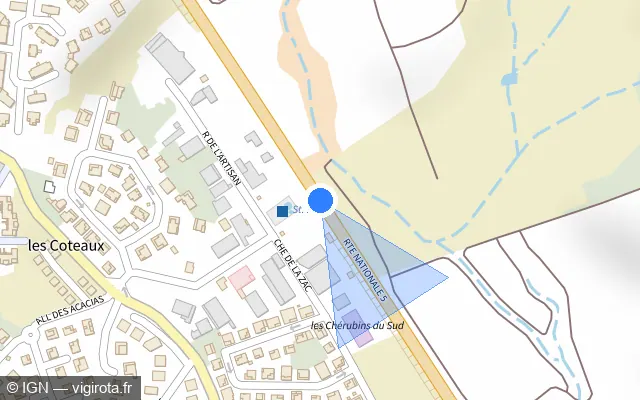Vue plan de l'emplacement du radar tourelle à Sainte-Luce