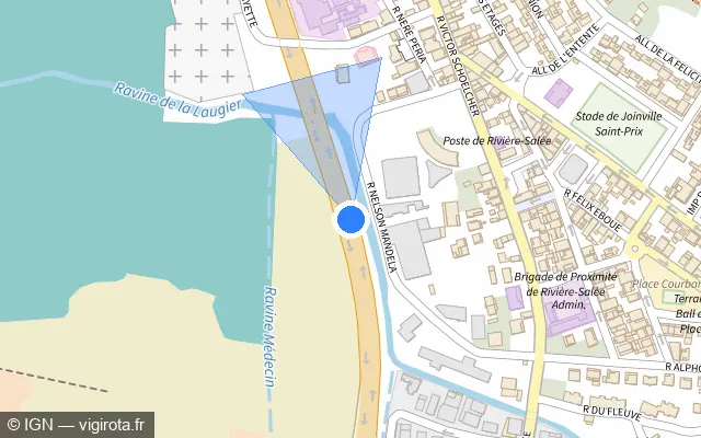 Vue plan de l'emplacement du radar tourelle à Rivière-Salée