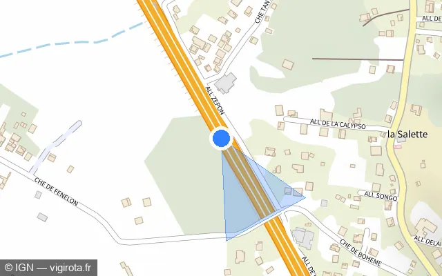 Vue plan de l'emplacement du radar tourelle à Ducos
