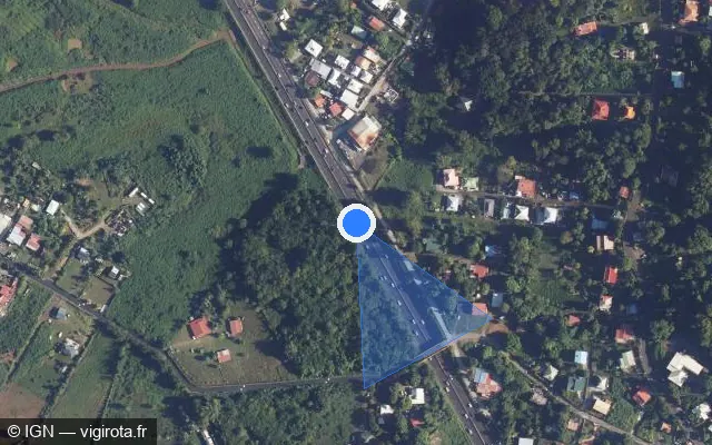 Vue satellite de l'emplacement du radar tourelle à Ducos