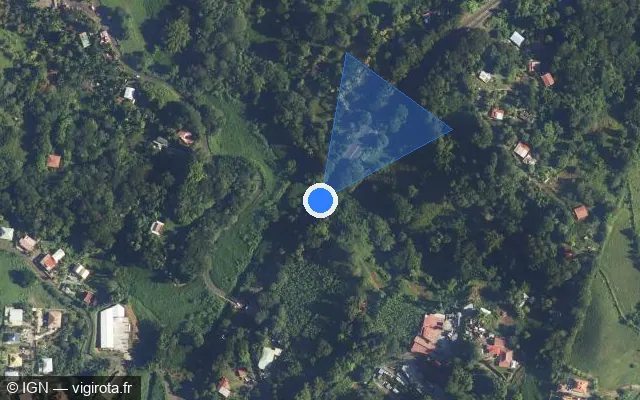 Vue satellite de l'emplacement du radar tourelle à Le Robert