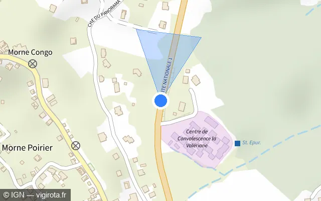 Vue plan de l'emplacement du radar tourelle à La Trinité