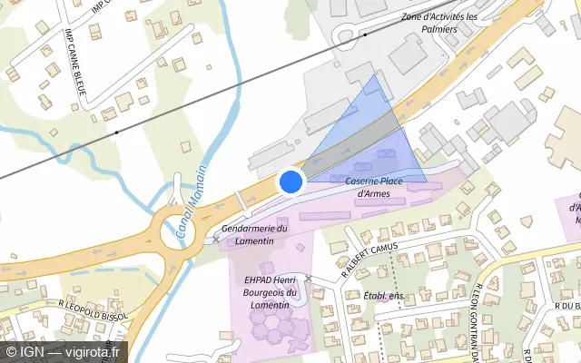 Vue plan de l'emplacement du radar tourelle à Le Lamentin