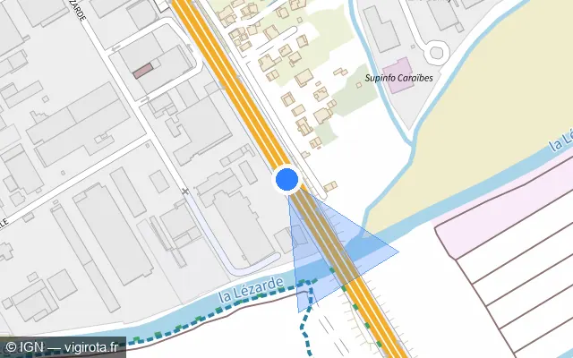 Vue plan de l'emplacement du radar tourelle à Le Lamentin