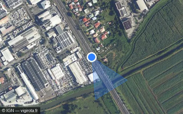 Vue satellite de l'emplacement du radar tourelle à Le Lamentin