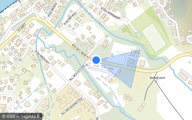 Vue plan de l'emplacement du radar tourelle à Les Trois-Îlets