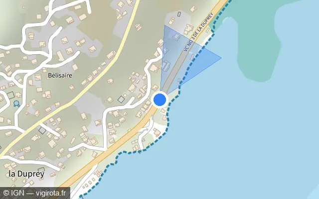 Vue plan de l'emplacement du radar tourelle à Le Marin
