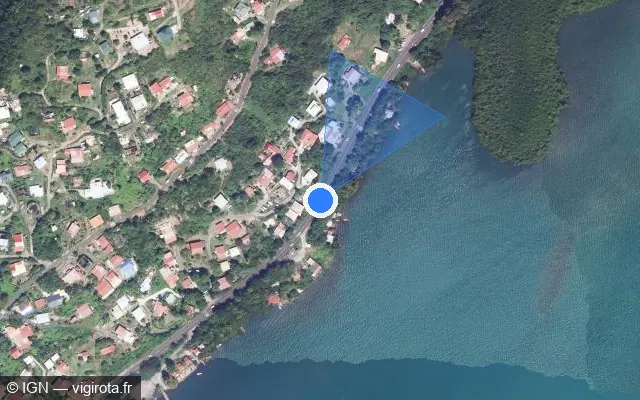 Vue satellite de l'emplacement du radar tourelle à Le Marin