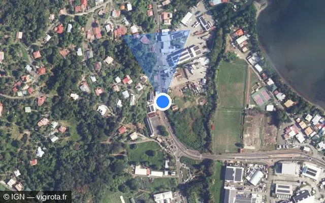 Vue satellite de l'emplacement du radar tourelle à Le Robert