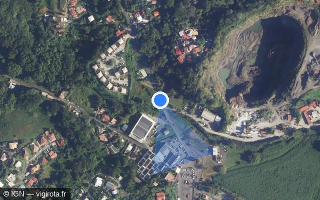 Vue satellite de l'emplacement du radar tourelle à Le Lamentin