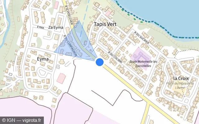 Vue plan de l'emplacement du radar tourelle à Basse-Pointe