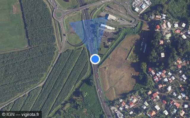 Vue satellite de l'emplacement du radar tourelle à Ducos