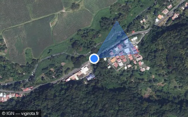 Vue satellite de l'emplacement du radar tourelle à Saint-Pierre