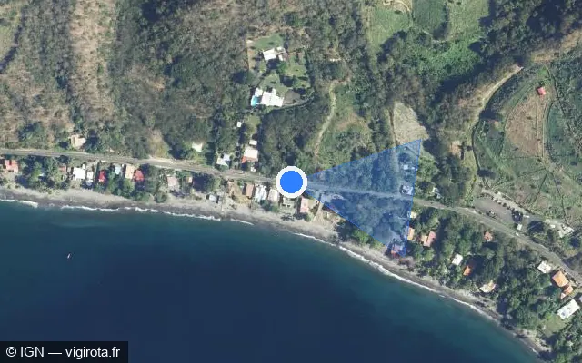 Vue satellite de l'emplacement du radar tourelle à Saint-Pierre