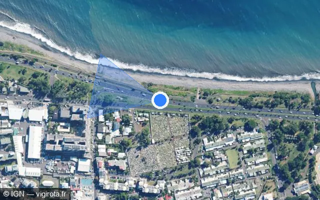 Vue satellite de l'emplacement du radar tourelle à Saint-Denis
