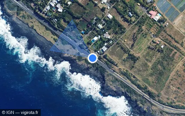 Vue satellite de l'emplacement du radar tourelle à L'Étang-Salé