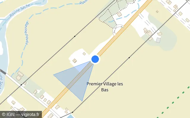 Vue plan de l'emplacement du radar tourelle à La Plaine-des-Palmistes
