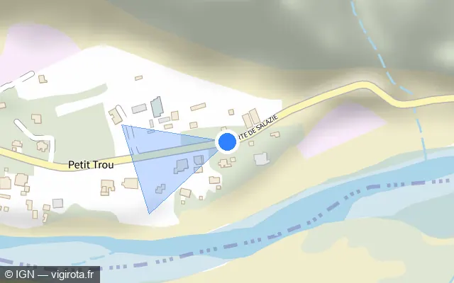 Vue plan de l'emplacement du radar tourelle à Bras-Panon