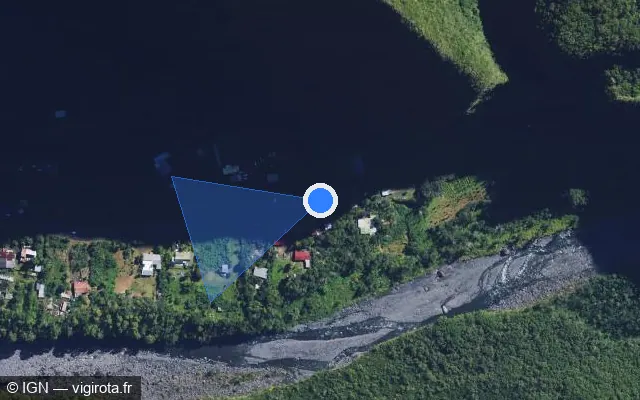 Vue satellite de l'emplacement du radar tourelle à Bras-Panon