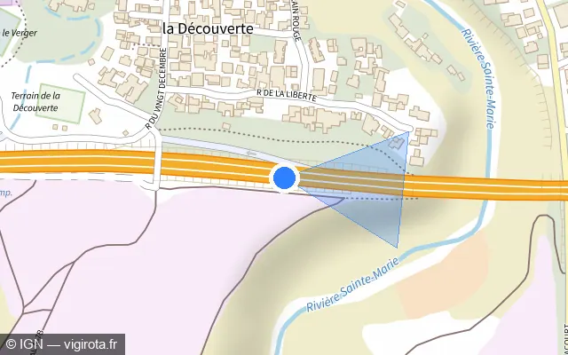 Vue plan de l'emplacement du radar tourelle à Sainte-Marie
