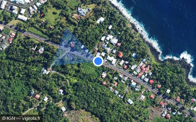 Vue satellite de l'emplacement du radar tourelle à Sainte-Rose