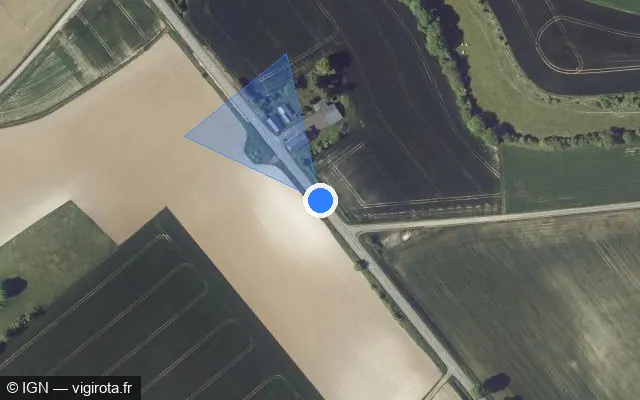 Vue satellite de l'emplacement du radar tourelle à Remaucourt