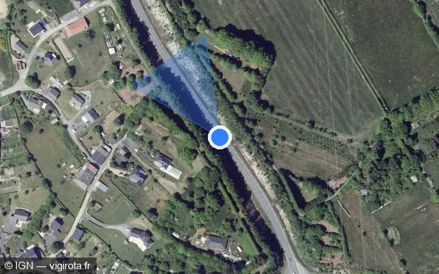 Vue satellite de l'emplacement du radar tourelle à Les Mazures