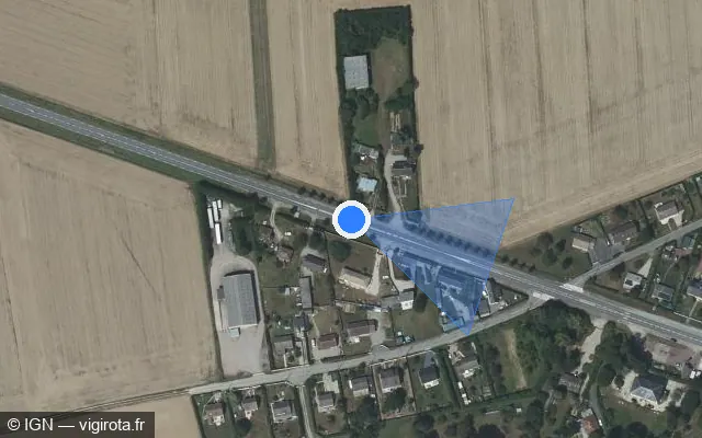 Vue satellite de l'emplacement du radar tourelle à Sainte-Colombe-la-Commanderie