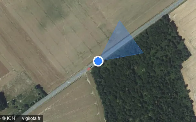Vue satellite de l'emplacement du radar tourelle à Sainte-Marie-d'Attez