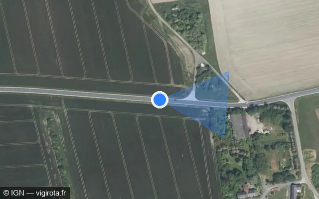 Vue satellite de l'emplacement du radar tourelle à Jouy-en-Pithiverais