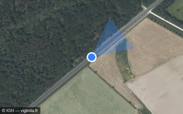 Vue satellite de l'emplacement du radar tourelle à Saint-Martin-d'Abbat
