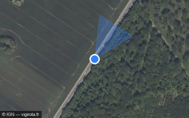 Vue satellite de l'emplacement du radar tourelle à Saint-Lyé-la-Forêt