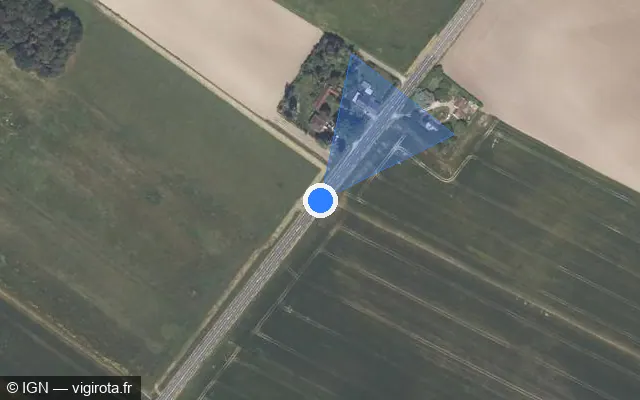 Vue satellite de l'emplacement du radar tourelle à Loury