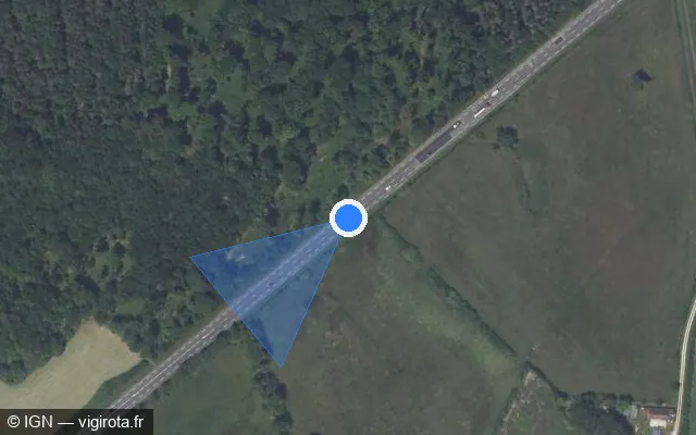 Vue satellite de l'emplacement du radar tourelle à Sury-aux-Bois