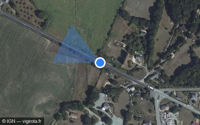 Vue satellite de l'emplacement du radar tourelle à Voutré