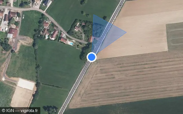 Vue satellite de l'emplacement du radar tourelle à Servigney