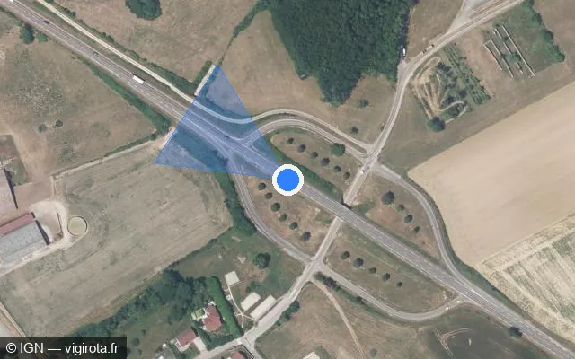 Vue satellite de l'emplacement du radar tourelle à Cult