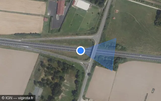 Vue satellite de l'emplacement du radar tourelle à Barbizon
