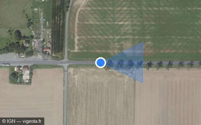 Vue satellite de l'emplacement du radar tourelle à Frétoy
