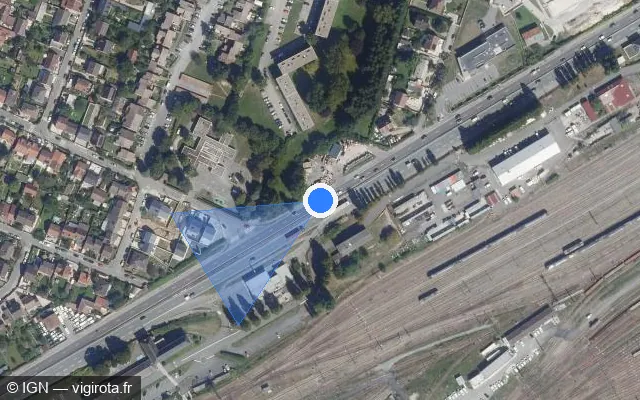 Vue satellite de l'emplacement du radar tourelle à Trappes