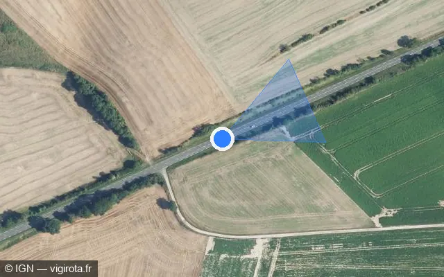 Vue satellite de l'emplacement du radar tourelle à Ribemont-sur-Ancre