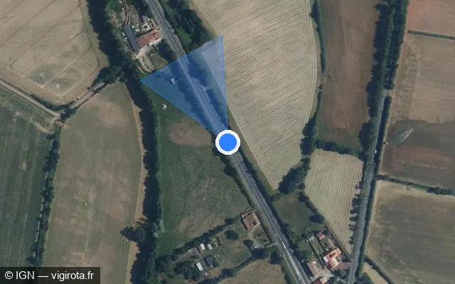 Vue satellite de l'emplacement du radar tourelle à Saint-Vincent-Sterlanges
