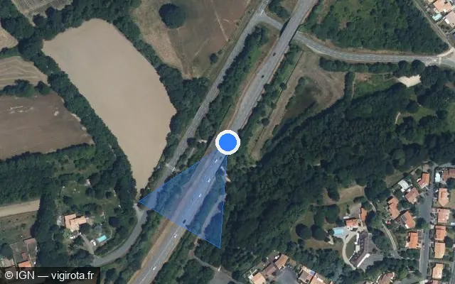 Vue satellite de l'emplacement du radar tourelle à La Roche-sur-Yon