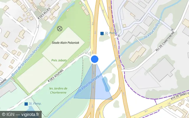Vue plan de l'emplacement du radar tourelle à Mantes-la-Ville