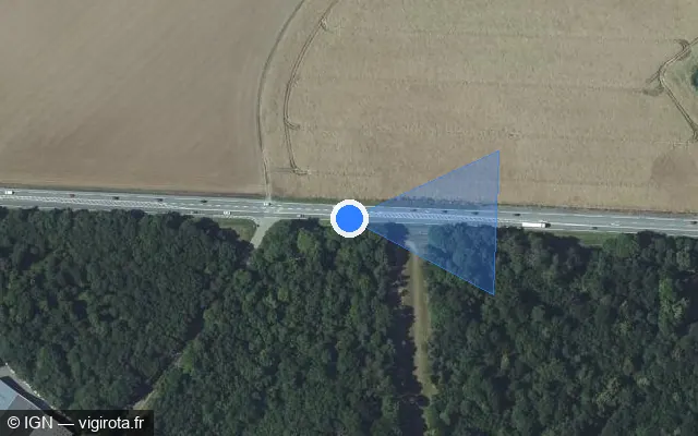 Vue satellite de l'emplacement du radar tourelle à Caillouet-Orgeville