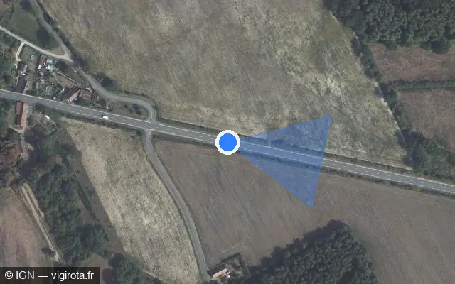 Vue satellite de l'emplacement du radar tourelle à Morlac
