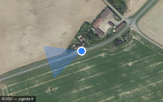 Vue satellite de l'emplacement du radar tourelle à Coupru