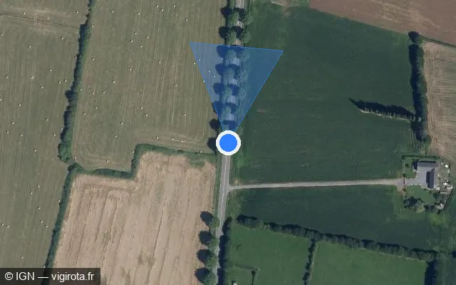Vue satellite de l'emplacement du radar tourelle à La Flamengrie