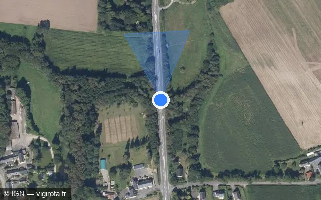 Vue satellite de l'emplacement du radar tourelle à Caudan