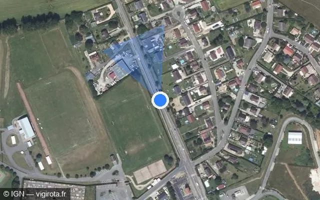 Vue satellite de l'emplacement du radar tourelle à Sérifontaine